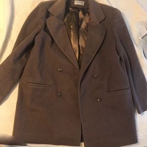 VINTAGE Dark Academia Brown 100% Wool Coat